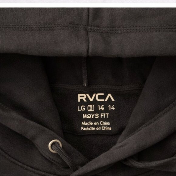 RVCA Boys Hoodie Size L Black Graphic Pullover Hoodie - Picture 2 of 2